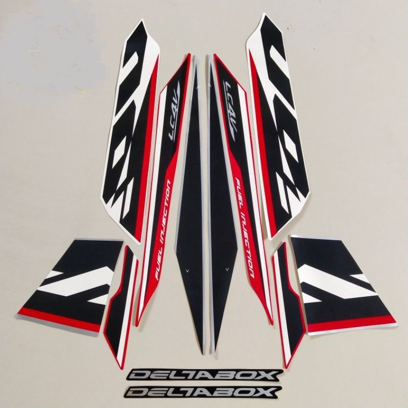 (BAYAR DITEMPAT) Striping lis stiker standar ori Yamaha New Vixion advance 2016 putih merah stiker o