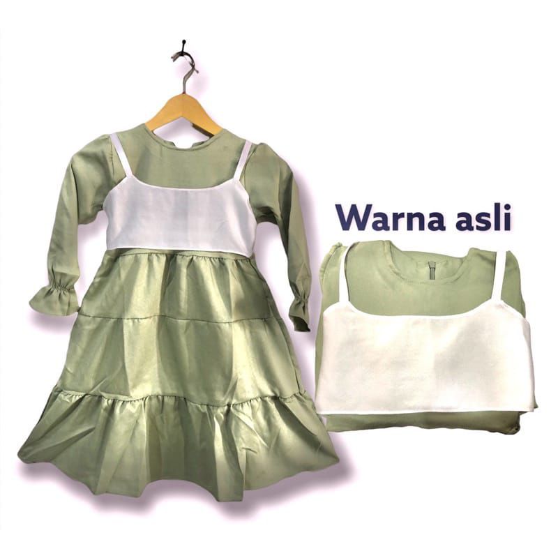 MIDI DRES ANAK SET VEST TERBARU/GAMIS ANAK SET ROMPI 2in1