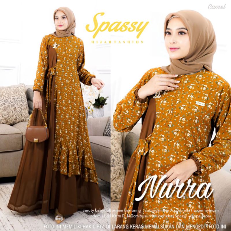 Nurra//Model baju gamis modern terbaru Ceruty babydoll Armany by Spassy