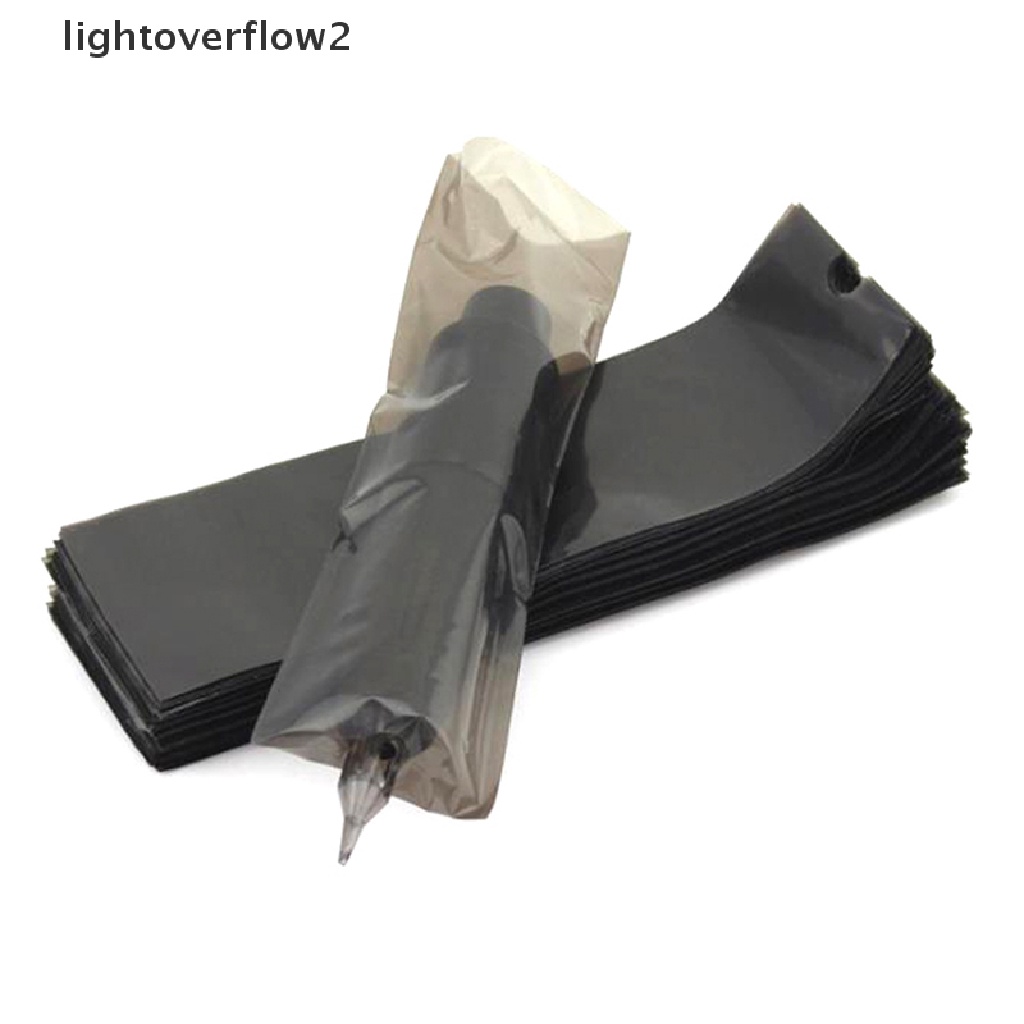 (lightoverflow2) 200pcs / Kotak Kantong Cover Mesin Tato Sekali Pakai Warna Hitam