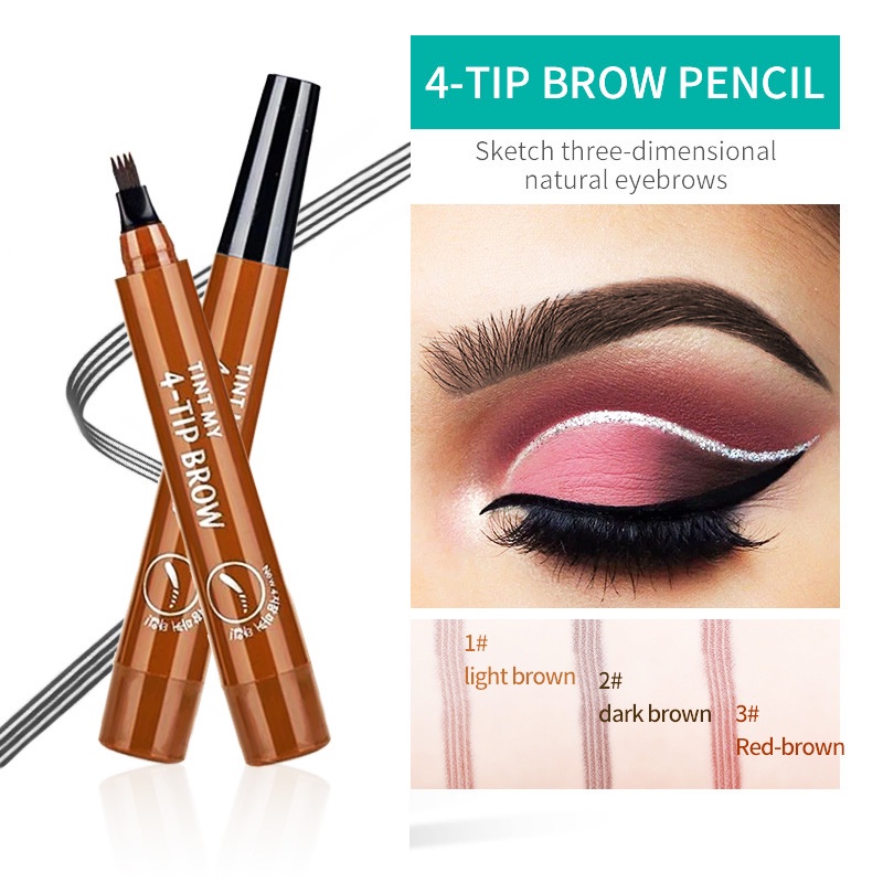 Automatic Pensil Alis Bercabang Empat Eyebrow Pencil Tahan Air PigmenOriginal 4 Warna