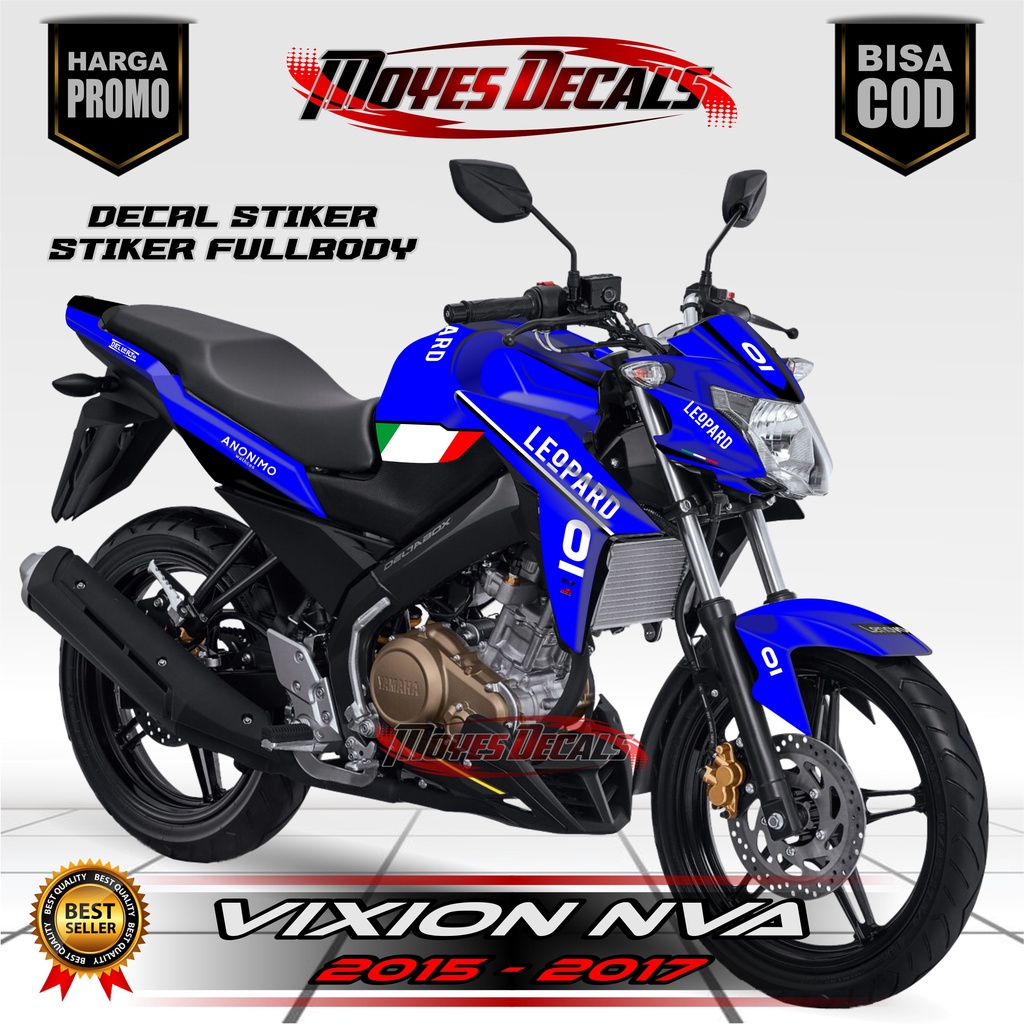 Decal Sticker Vixion New Advance 2015 2016 2017 - Motif Leopard Warna Biru