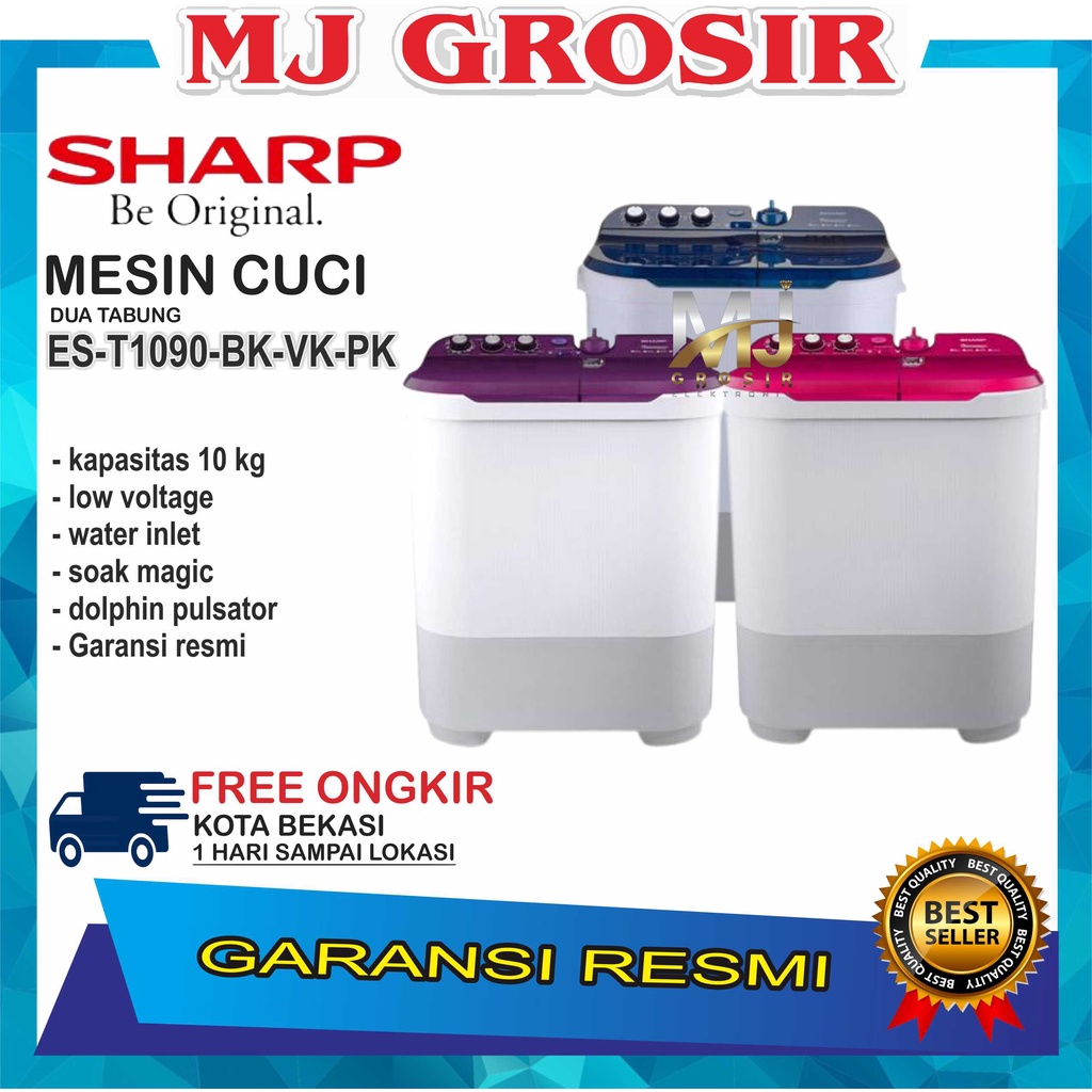 MESIN CUCI SHARP EST 1090 10 KG 2 TABUNG 1090 10KG DOLPHINWAVE