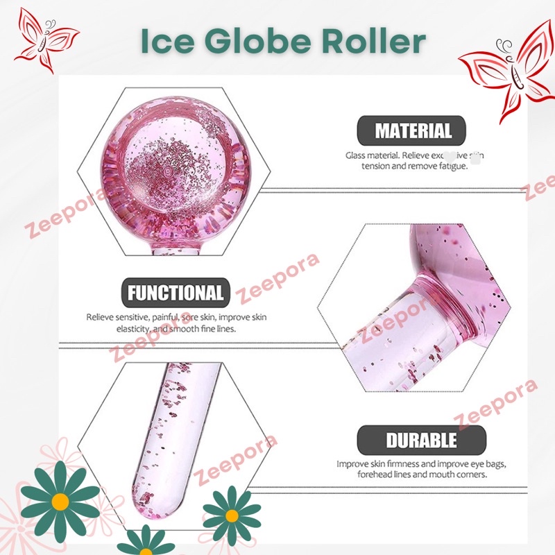 ICE GLOBER ROLLER ISI 2 PCS CRYSTAl ICE BALL / ALAT PIJAT WAJAH / GLITTER / Beauty Crystal Ball Glitter / Face Massage