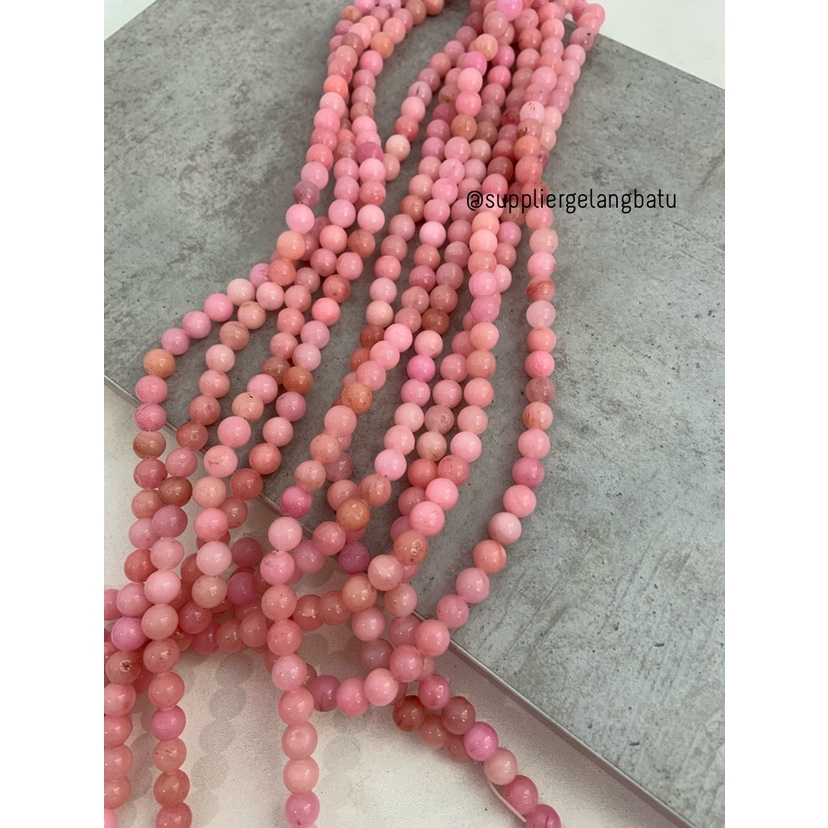 batu 8mm pink angelite natural aksesoris korea bahan gelang kalung