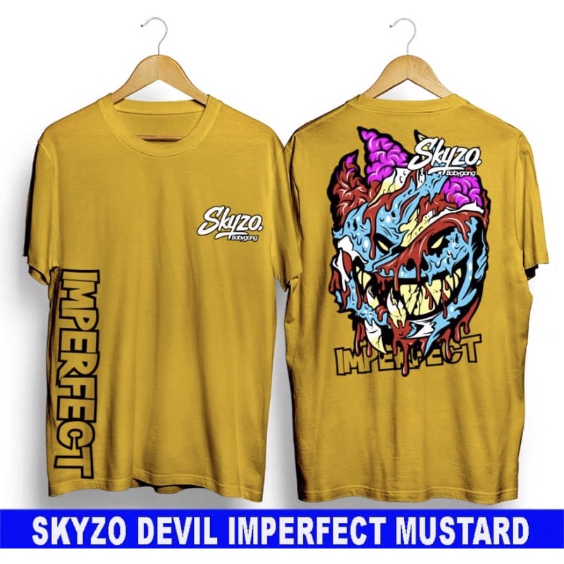 T-shirt Kaos/Baju Distro Original Skyzo Devil ImperFect Mustard
