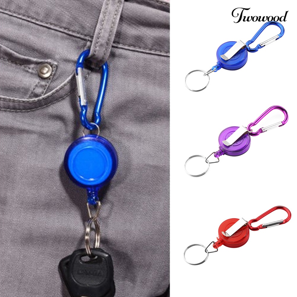 Twowood Gantungan Kunci Carabiner Holder Kartu ID / Ski Pass Retractable