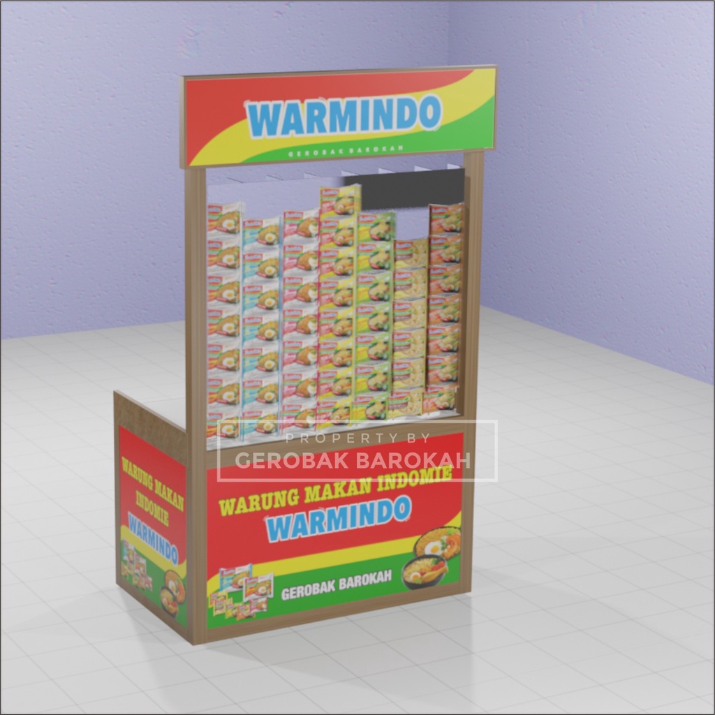 Gerobak Warmindo / Booth Warmindo Free Ongkir dan Free Desain Banner