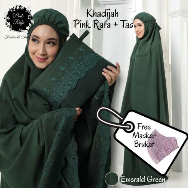 Bergaransi Mukena Mukenah Dewasa Khadijah + tas exclusive Size jumbo. Katun mikro - Hijau emerald