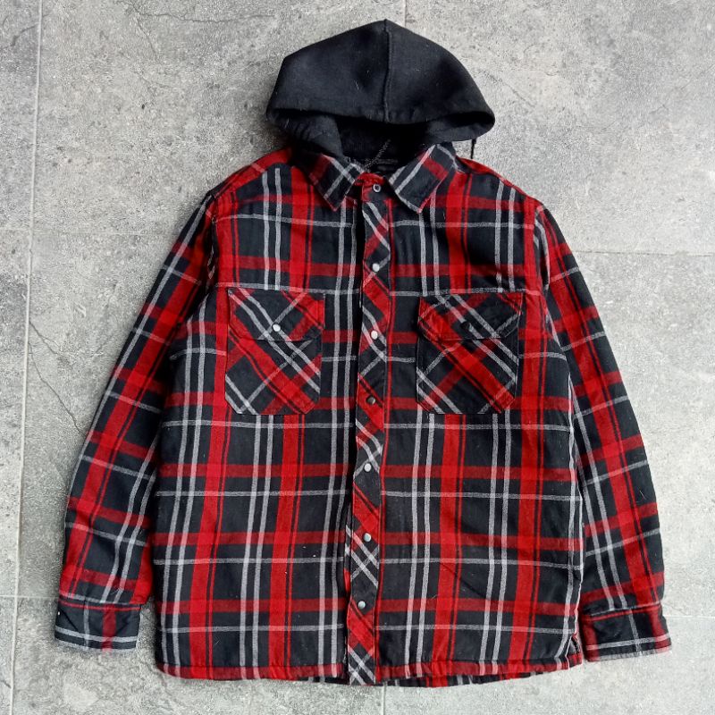 Jacket Hoodie Flannel Tebal Second