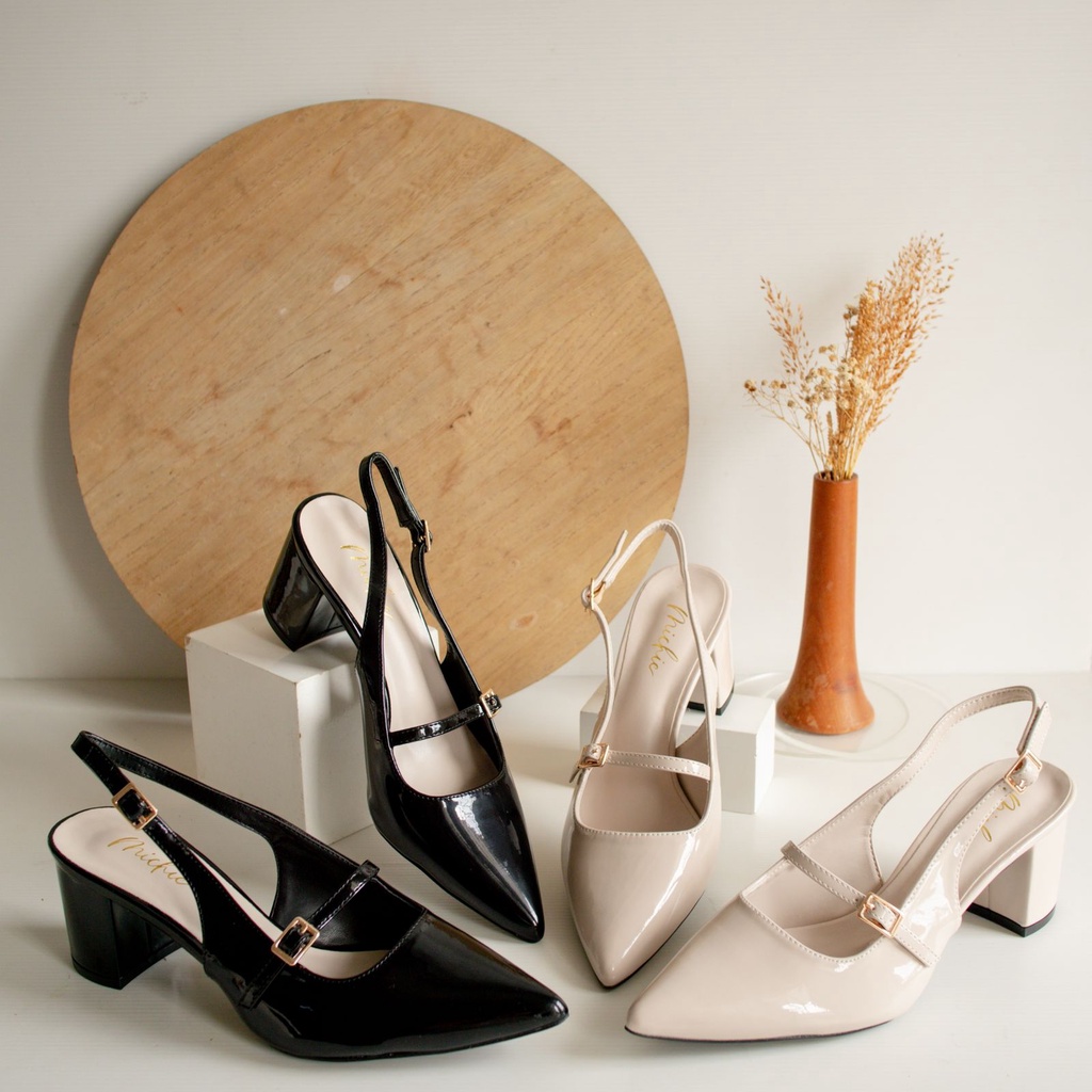 Annalise Patennt Slingback Chunky Heels