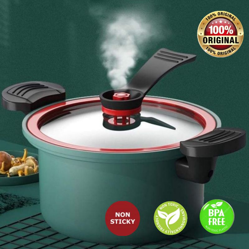 Panci Presto Daging Tulang Lunak Ikan serbaguna 3,5 Liter 5 liter 22cm 24cm Teflon Pressure cooker micro Anti Lengket Import