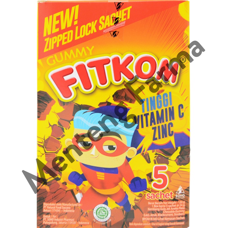 Fitkom Gummy Vit C dan Zinc 5 Sachet - Vitamin Jelly untuk Daya Tahan Tubuh Anak