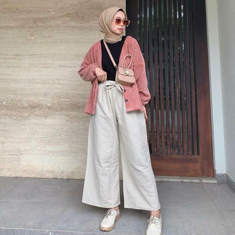 1KG MUAT 4PCS | KULOT LINEN RAMI TALI RIBBON PANTS KAWA KOREAN STYLE HITS OOTD SELEBGRAM FASHION WAN