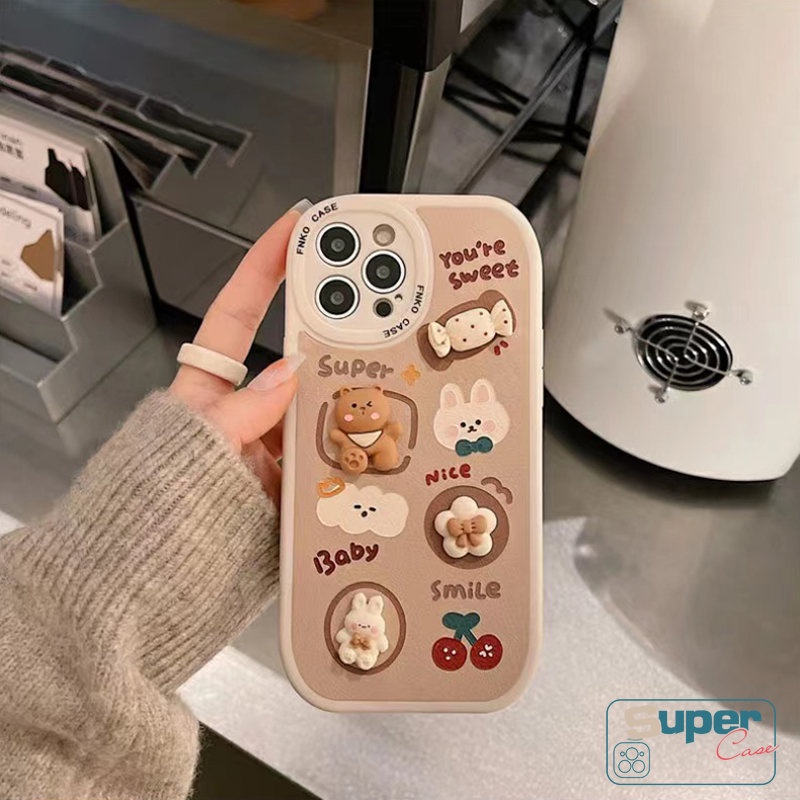 Casing Mainan Boneka Kartun 3D Untuk VIVO Y36 Y15s Y16 Y35 Y02 Y22 Y21 S Y20 V25 E Y12i Y15 Y12 Y17 Y91 Y91C Y33S Y11 Y30 Y21A Y33T Y20i Y15A Y51 Beruang Manis Kisi Permen Gadis Soft Cover