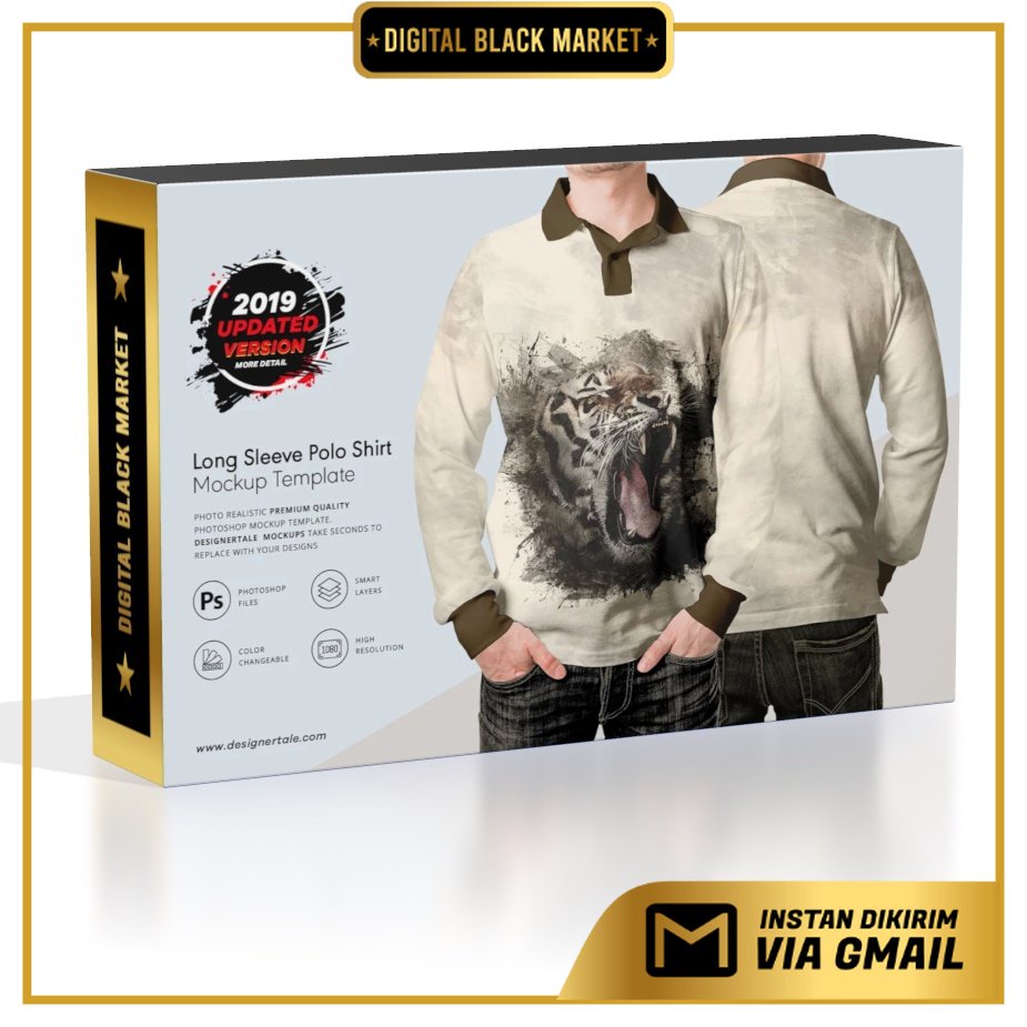 Long Sleeve Men Polo Shirt Mockup