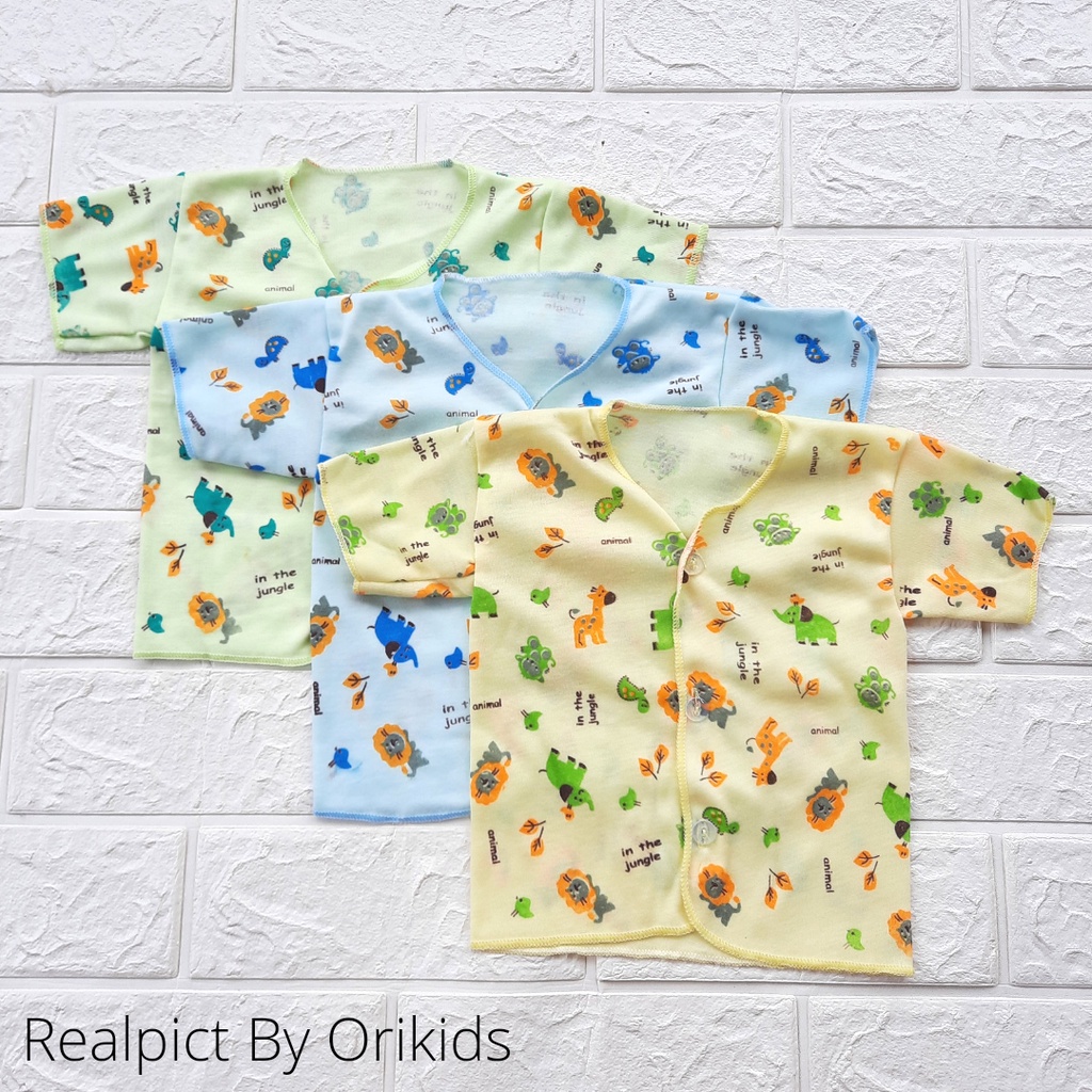 3Potong Baju Bayi Baru Lahir Lengan Pendek Unisek Motif Murah