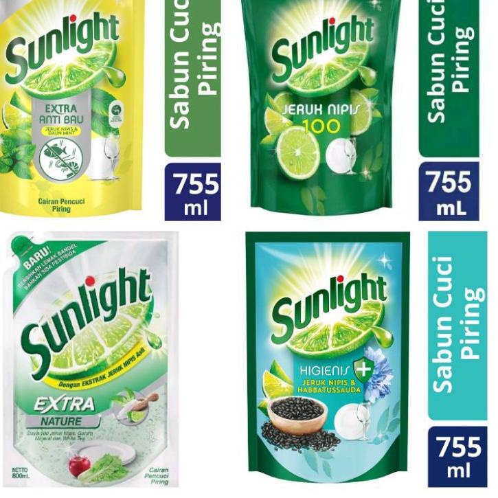 Hot Item--Sunlight Extra Natural 800 Ml Dan Anti bau 755 ml Habatusoda 755 ml Jeruk Mipis 755ml