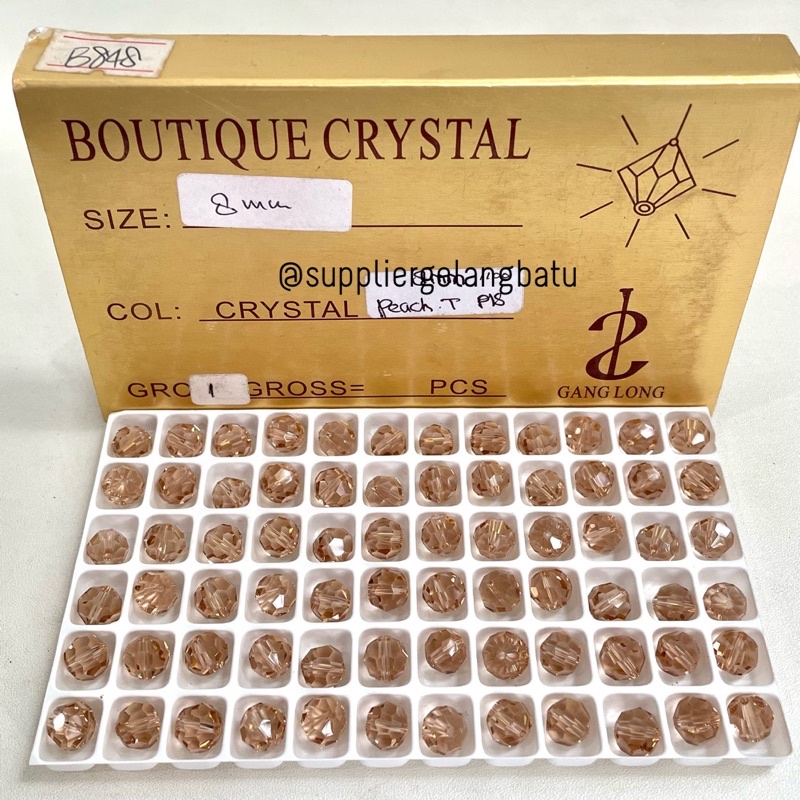 BOUTIQUE CRYSTAL peach 8mm premium grade A mirip preciosa swarovski