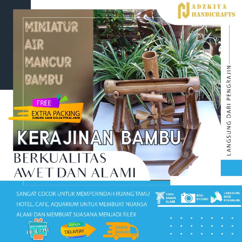 miniatur kincir air dari bambu unik