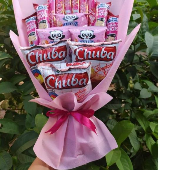 

✨10.10✨ (S) Buket SNACK PINK /paket/bingkisan Snack Ulang Tahun/Ultah/ Wisuda/Kado/Hadiah 