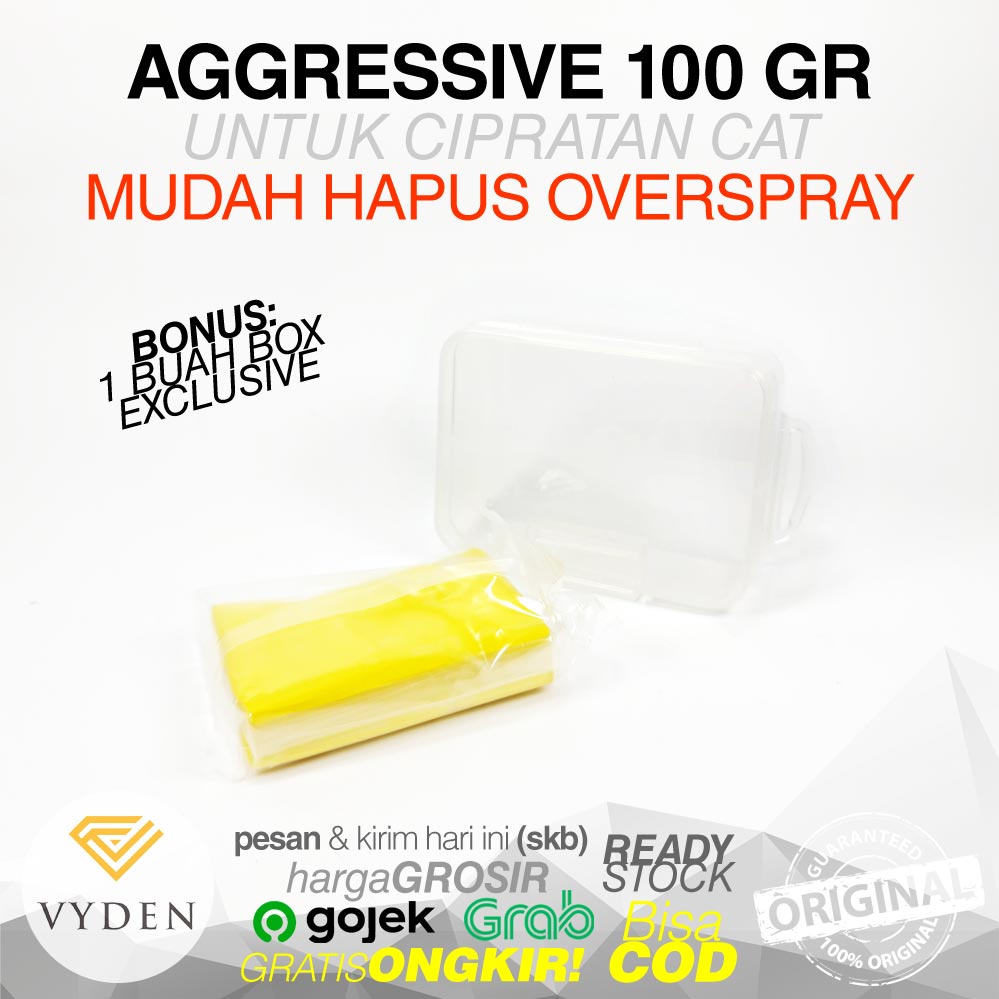 VYDEN YELLOW AGGRESSIVE CLAY BAR 100gr GRATIS BOX Heavy Duty Hapus Overspray Aspal Cat Kasar MURAH