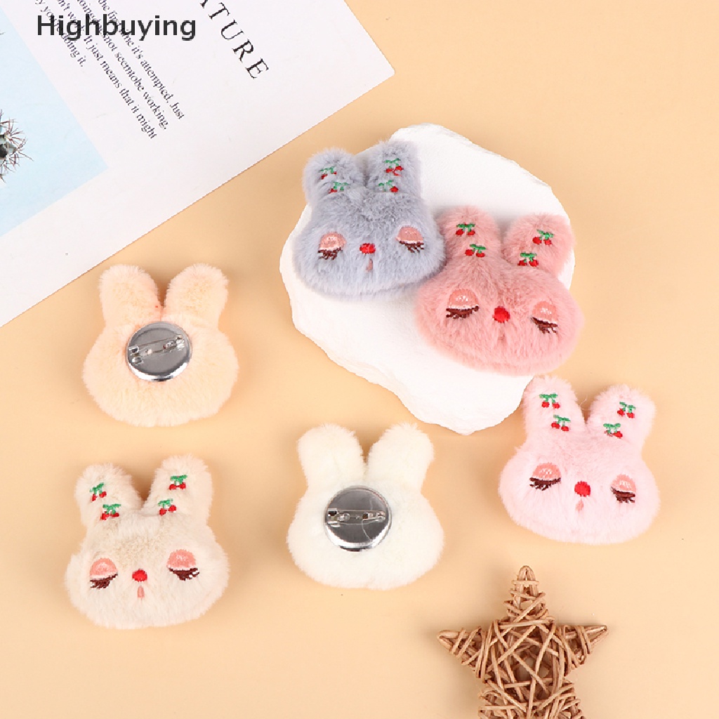 Hbid 5Pcs / Set Bros / Pin Bentuk Kelinci Bahan Plush Untuk Aksesoris Tas / Mantel / Sweater / Scarf Glory