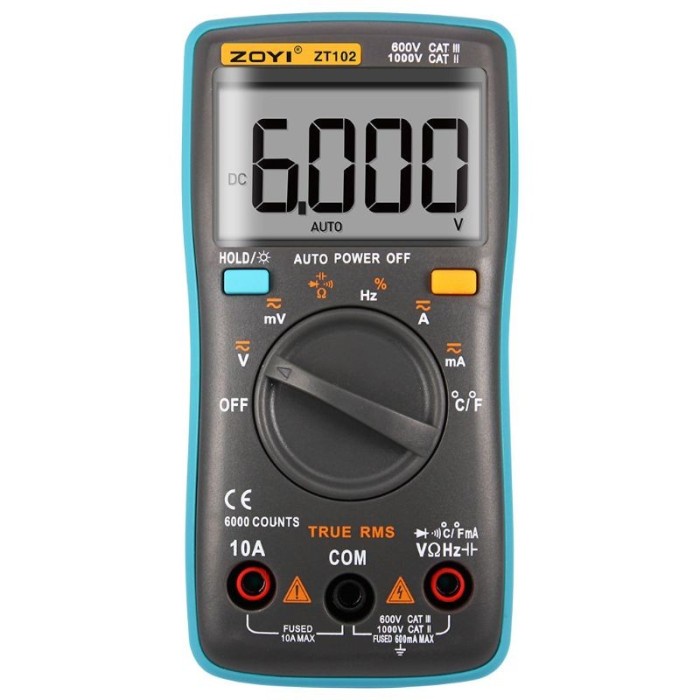 Zoyi Zt102 Digital Multimeter +Ncv Catiii Zotek Auto Range Multitester