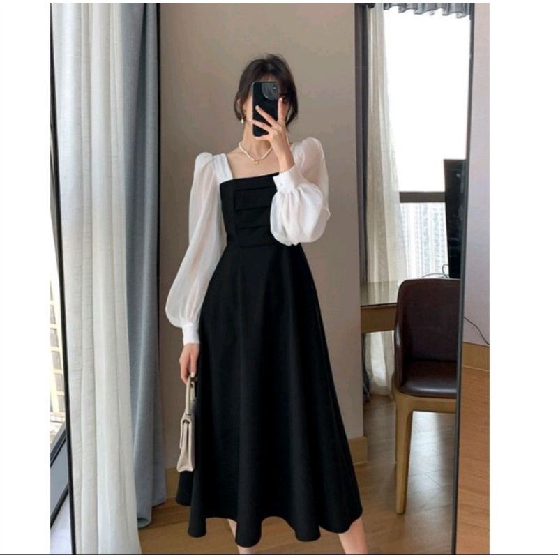 Mona Dress (Korean Sheer Long Sleeve Dress Import) // Dress Style Korean