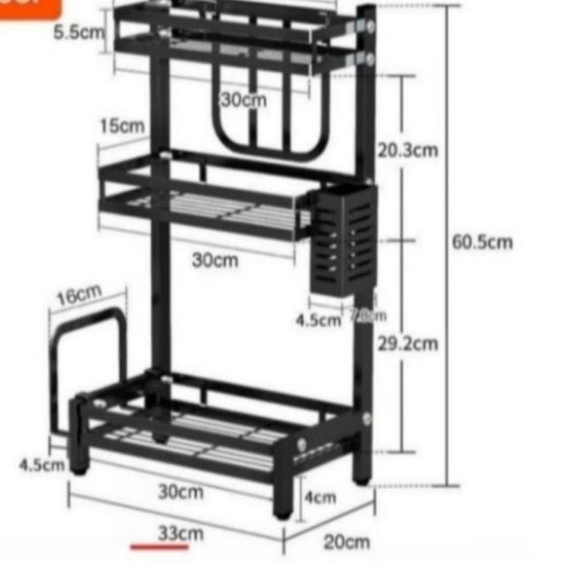 Star Seller,, Rak Bumbu besi 3 susun / Rak piring wastafel / Rak seperti IKEA populer