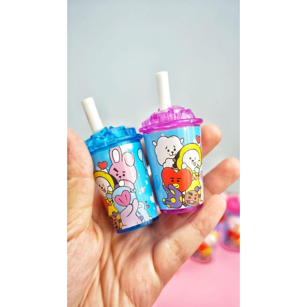 LS 917 - Rautan gelas cup + penghapus karakter Kartun Lucu Superhero BT21 Rautan Peruncing Pensil Serutan Fancy