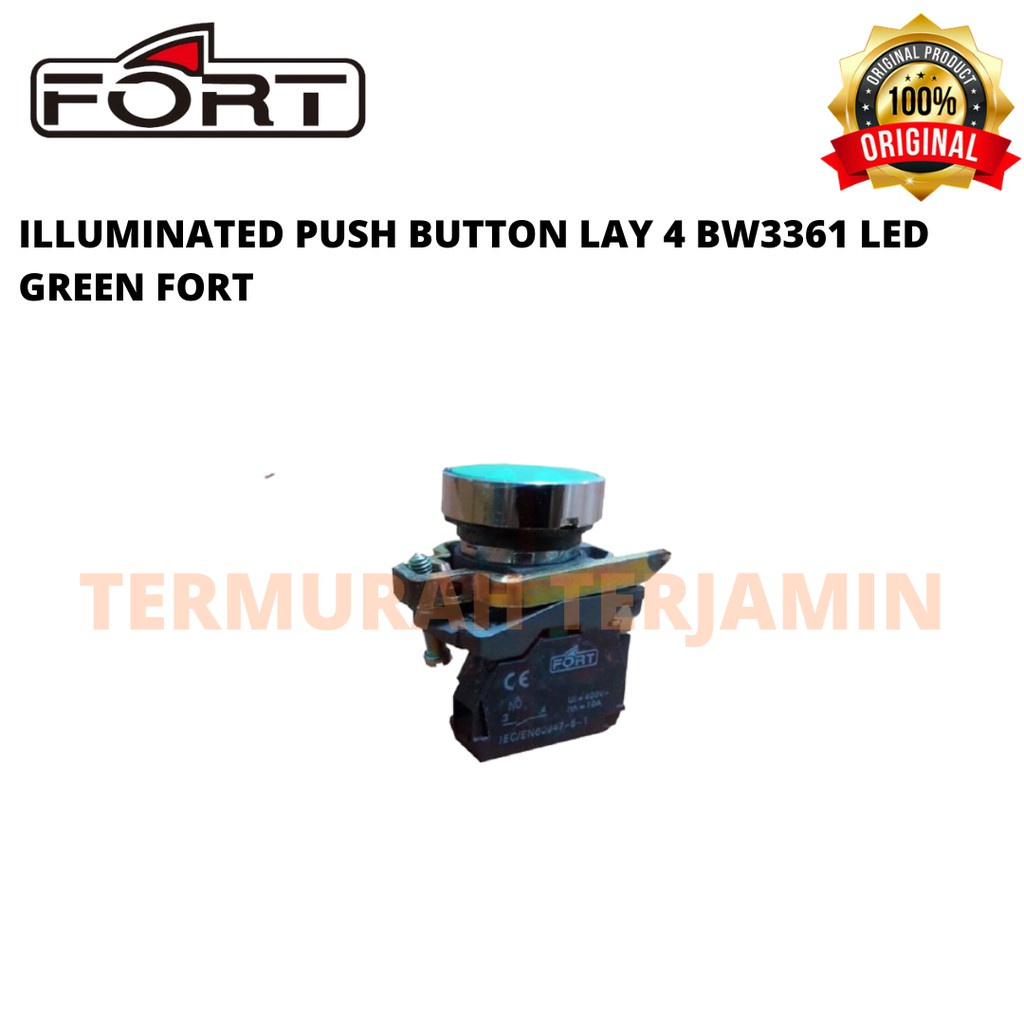 ILLUMINATED PUSH BUTTON LAY 4 BW3361 LED GREEN FORT