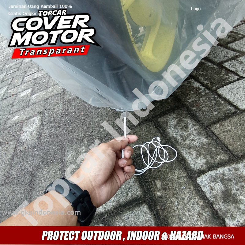 Topcar Cover Motor Transparan Vario Honda Plastik Waterproof  Indoor Outdoor Anti Air Sarung Pelindung Pembungkus Penutup Body Jok Cat Sepeda Metic Sport Trail Moge