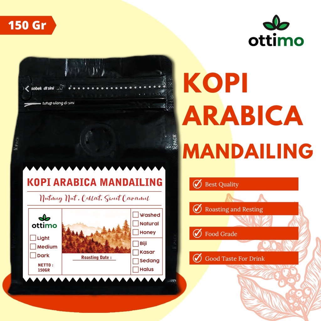 

Ottimo Kopi 150gr / Kopi / Kopi Bubuk / Kopi Hitam / Kopi Arabika / Kopi Arabica / Arabica / Arabika / Biji Kopi Arabika / Kopi Mandailing / Arabica Mandailing