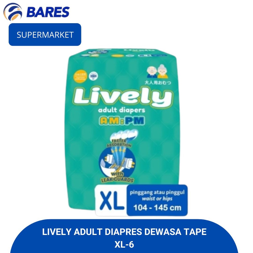 Lively Diapers Adult Pampers Dewasa Tape  Size XL6