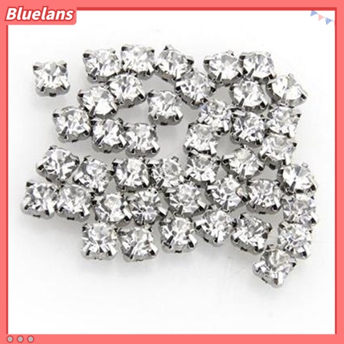 100 Pcs Manik-Manik Berlian Imitasi Lapis Perak Untuk Dekorasi Jahit Perhiasan