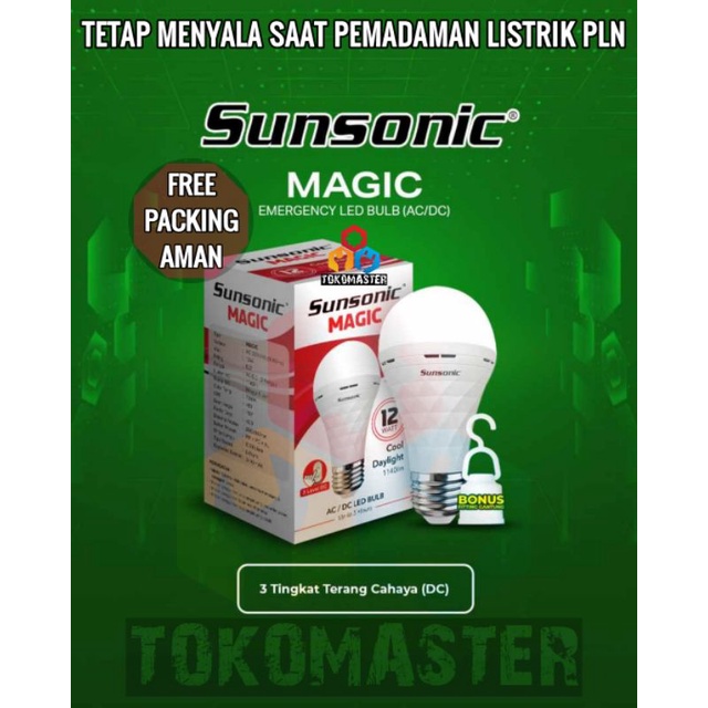 Lampu Bohlam Emergency Magic Sunsonic Led Putih Terang