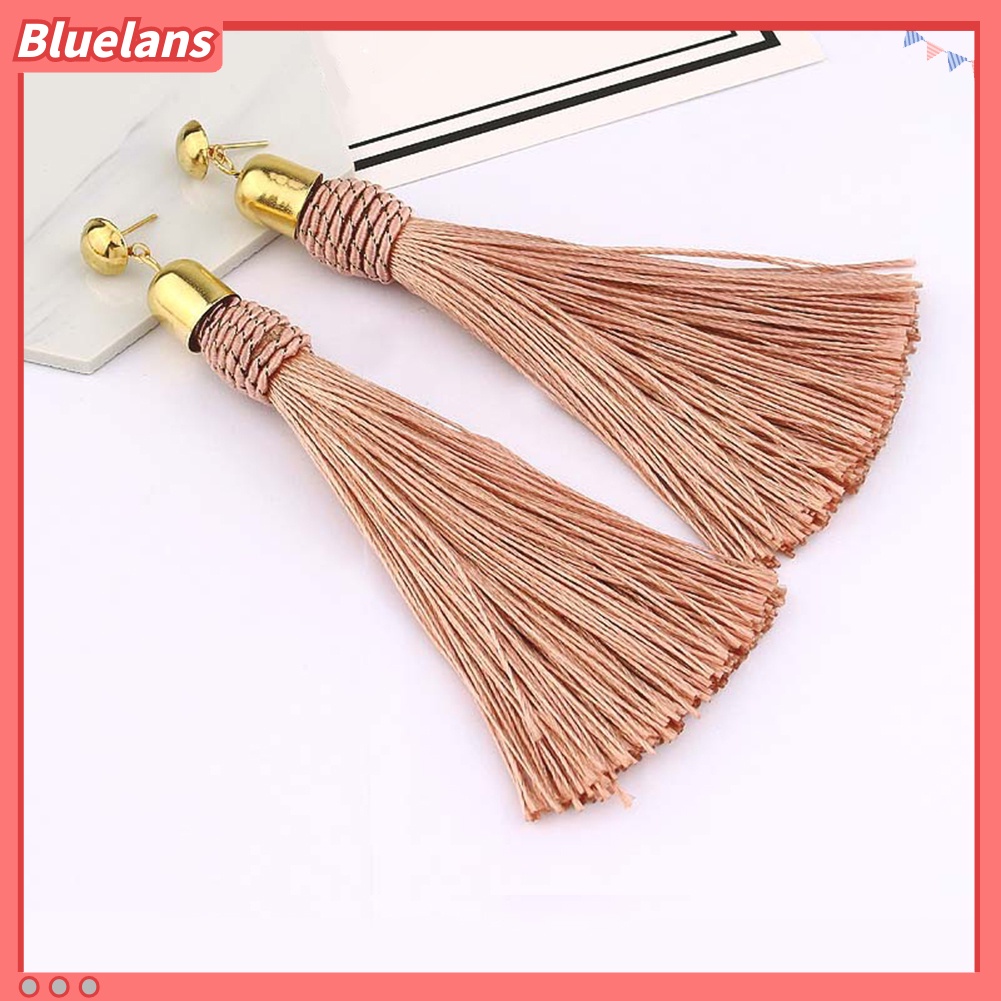 Bluelans Bohemian Wedding Tassel Ear Studs Long Dangle Earrings Bridal Bridesmaid Jewelry