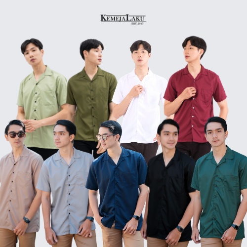 Kemejalaku Kemeja V Neck Polos Pria E-1445