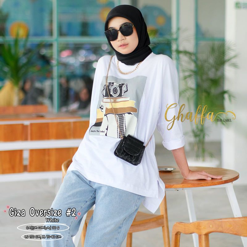 GIZA OVERSIZE #2 BY GHAFFA THE LABEL / KAOS OVERSIZE WANITA MUSLIMAH / LD Jumbo katun combed 30s adem