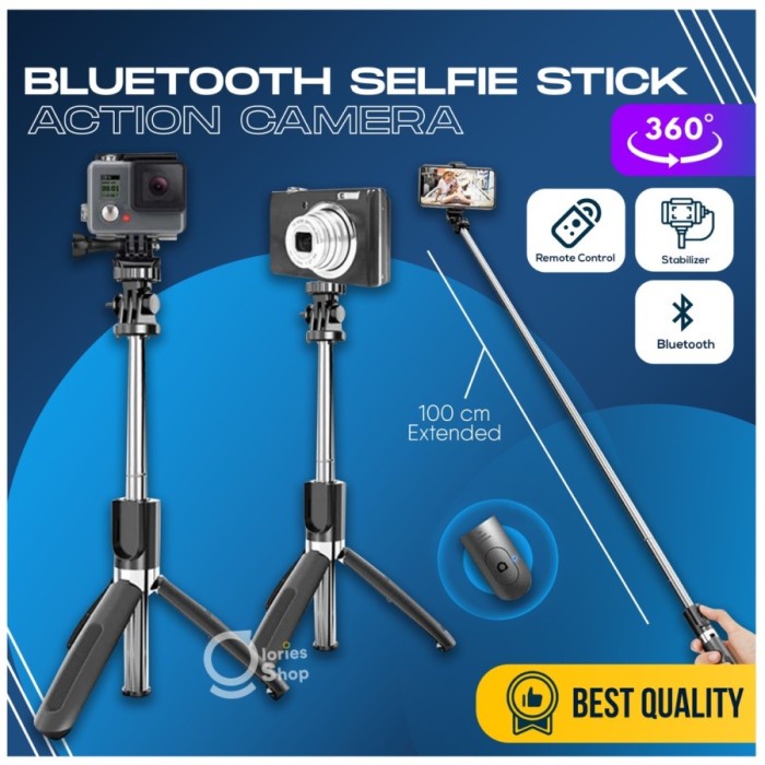 Bergaransi Tongsis Bluetooth With Remote Tongsis Tripod Mini Expandable Hemat