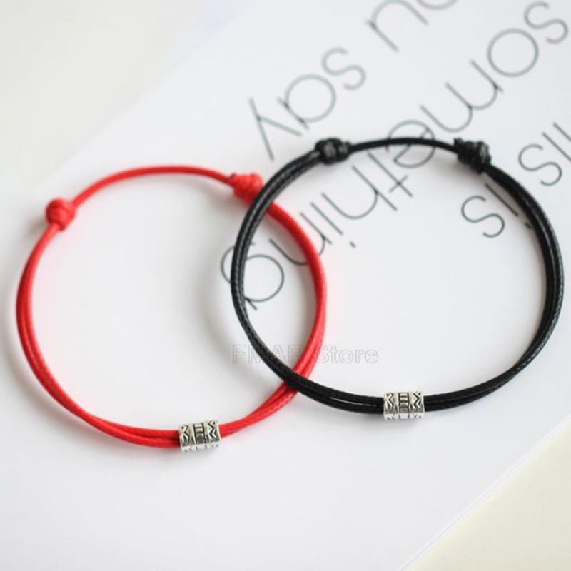 gelang cople tali merah hitam gelang rajut gelang handmade gelang Tibet gelang Korea gelang unik gelang jalin gelang kepang gelang kulit gelang bagus gelang hitam