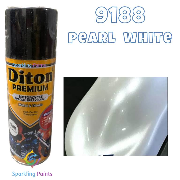 Pilox Diton Premium Pearl White 9188 400ml Warna Putih Mutiara Cat Semprot Tahan Bensin