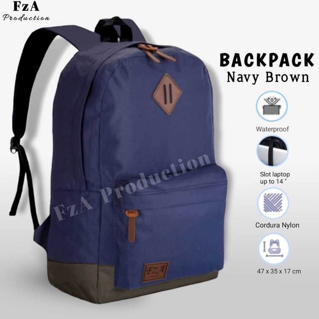 FzA Official - Tas Ransel Distro Casual pria wanita / Tas Ransel Laptop / Tas Ransel Sekolah Backpack Original - NBSL