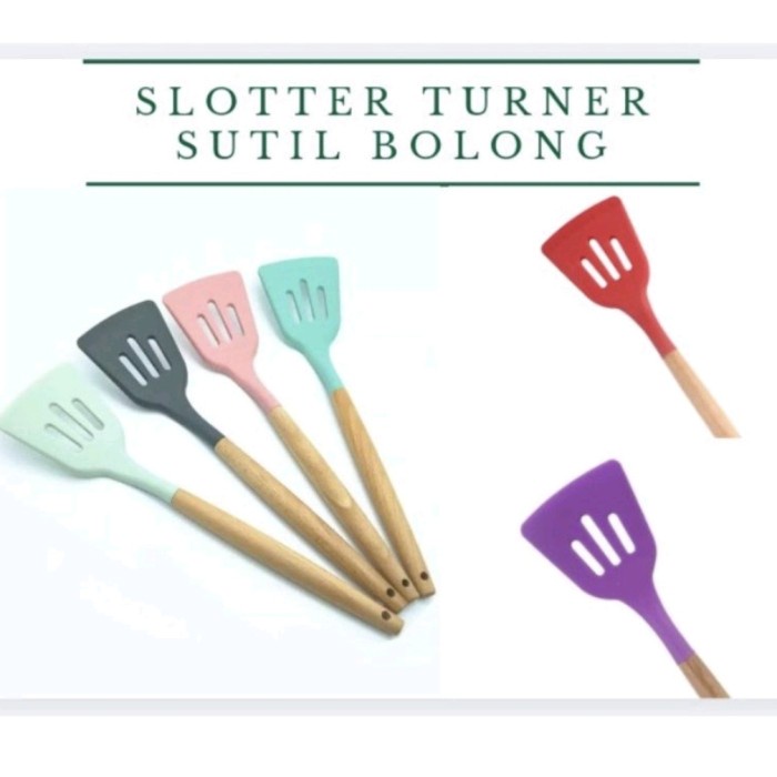 M40 Silicone Utensil Spatula/Spatula Sodet Silikon Turner Gagang Kayu