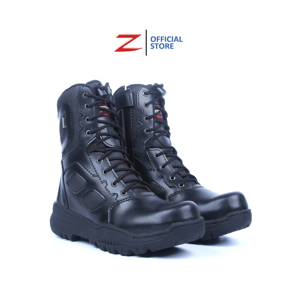 Zeintin - Sepatu Pdl Tni Polri Sepatu Satpam Security Safety Boot Original Septi Pria Ujung Besi Sefty Shoes Septy Proyek Lapangan Bahan Kulit Sintetis Terbaru SD