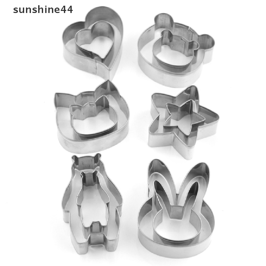 Sunshine 12Pcs / Set Cetakan Cutter Bentuk Hewan Untuk Kue / Biskuit / Fondant