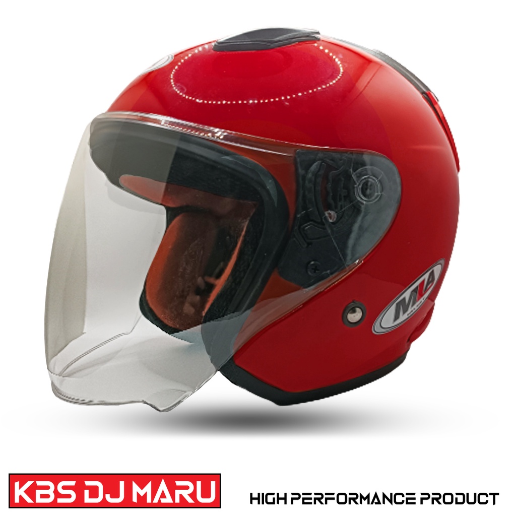 Helm Half Face Dewasa MLA DJ MARU Solid Polos RED FERARI Single Visor Clear Bening Untuk Pria Dan Wanita Dewasa COD