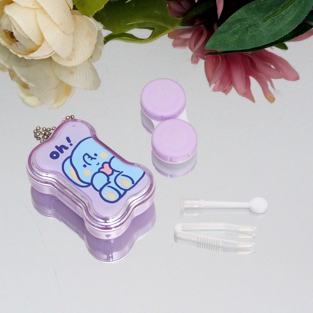 Tempat Softlens Bentuk Tulang Karakter Animal Cute Ada Cermin Soflens Case Travel