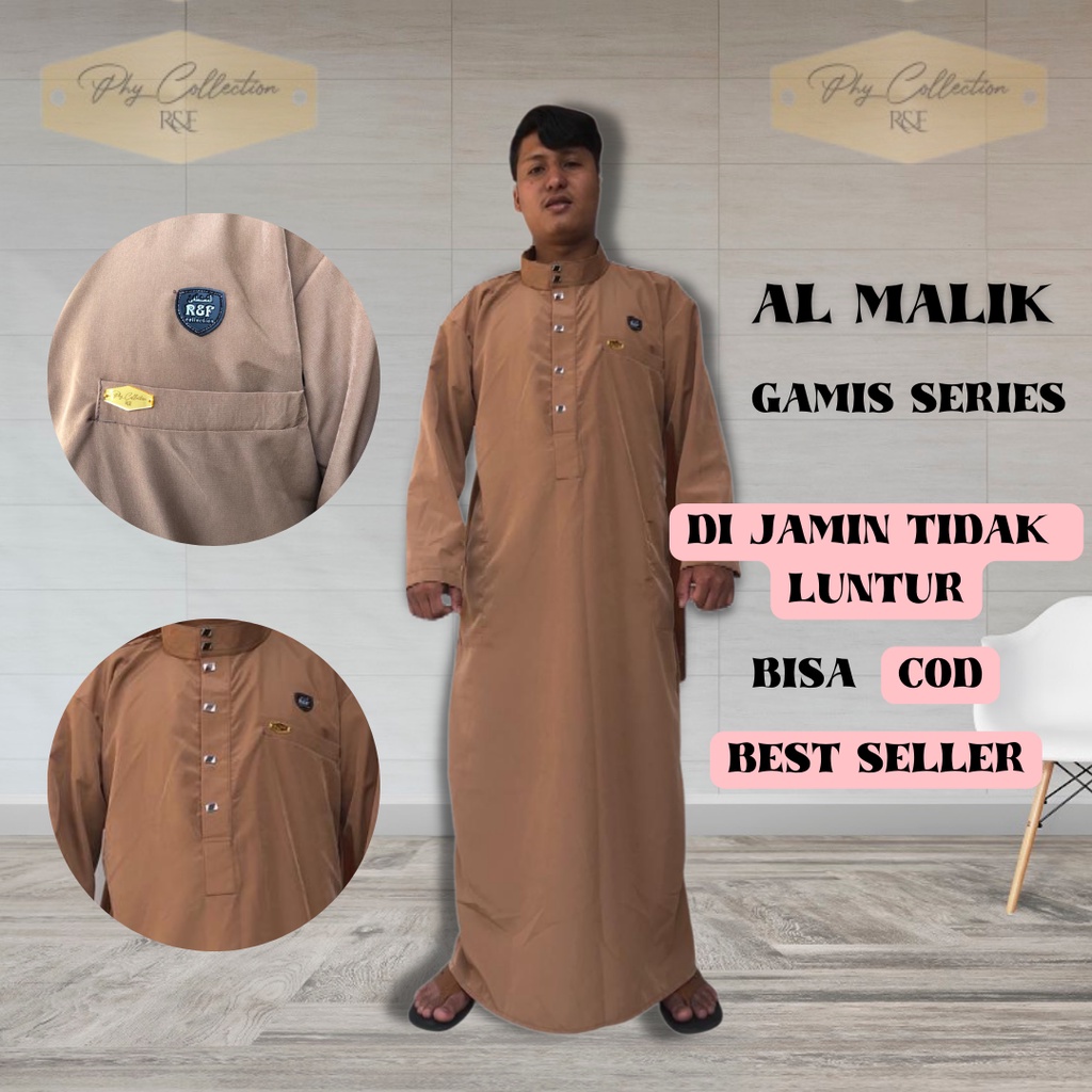 AL-MALIK Gamis Jubah Muslim Pria Dewasa Jubah Mewah Berkualitas Gamis Polos Laki Laki Dewasa Jumbo Ukuran S M L XL XXL XXXL